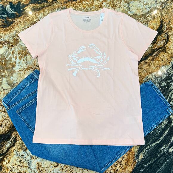 NWT J. Crew Pale Pink Crab Graphic Crewneck Tee - SIZE SMALL - Picture 3 of 10